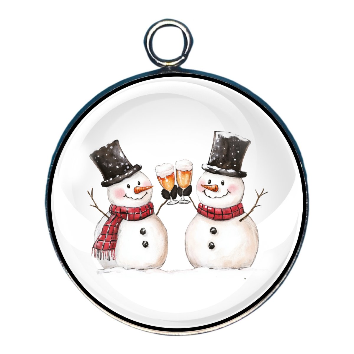 Snowman Drinkin' Glass Cabochon Charms