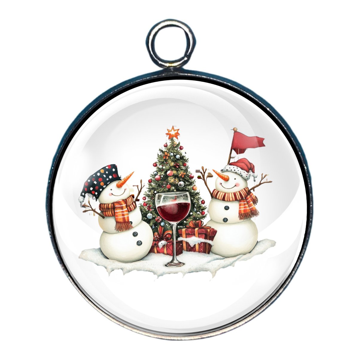 Snowman Drinkin' Glass Cabochon Charms