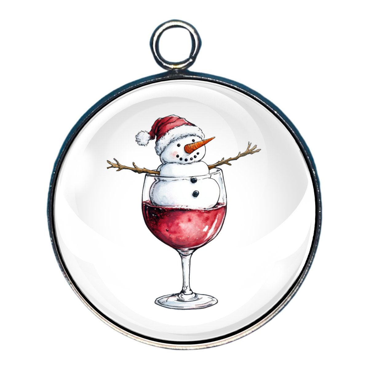 Snowman Drinkin' Glass Cabochon Charms