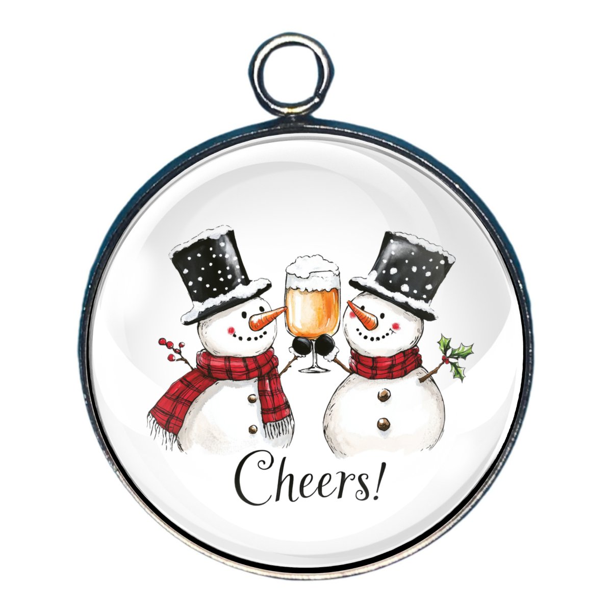 Snowman Drinkin' Glass Cabochon Charms