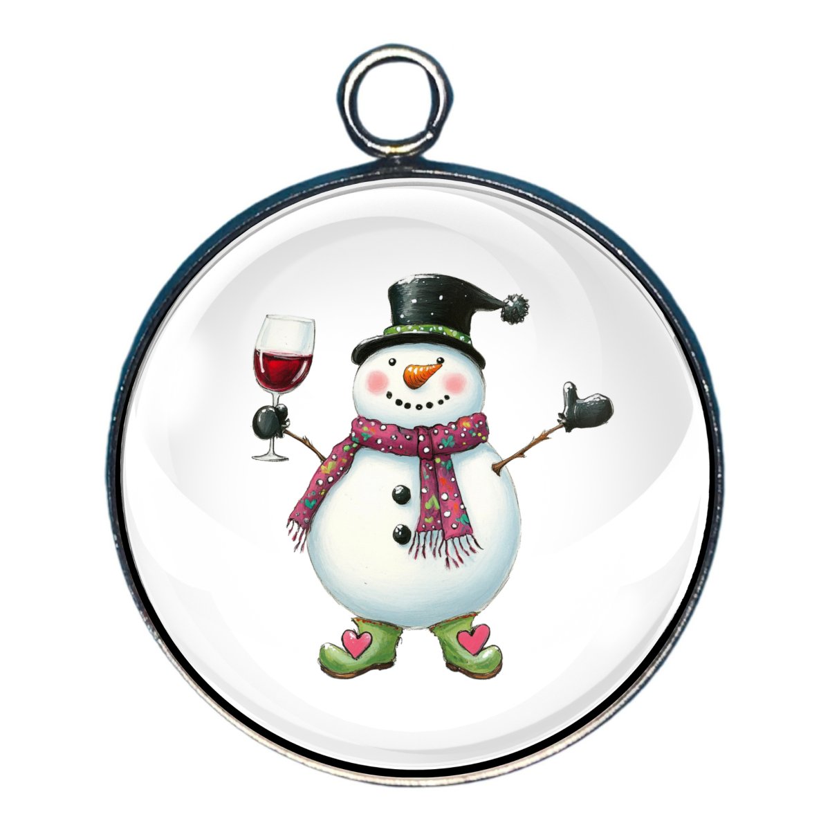 Snowman Drinkin' Glass Cabochon Charms