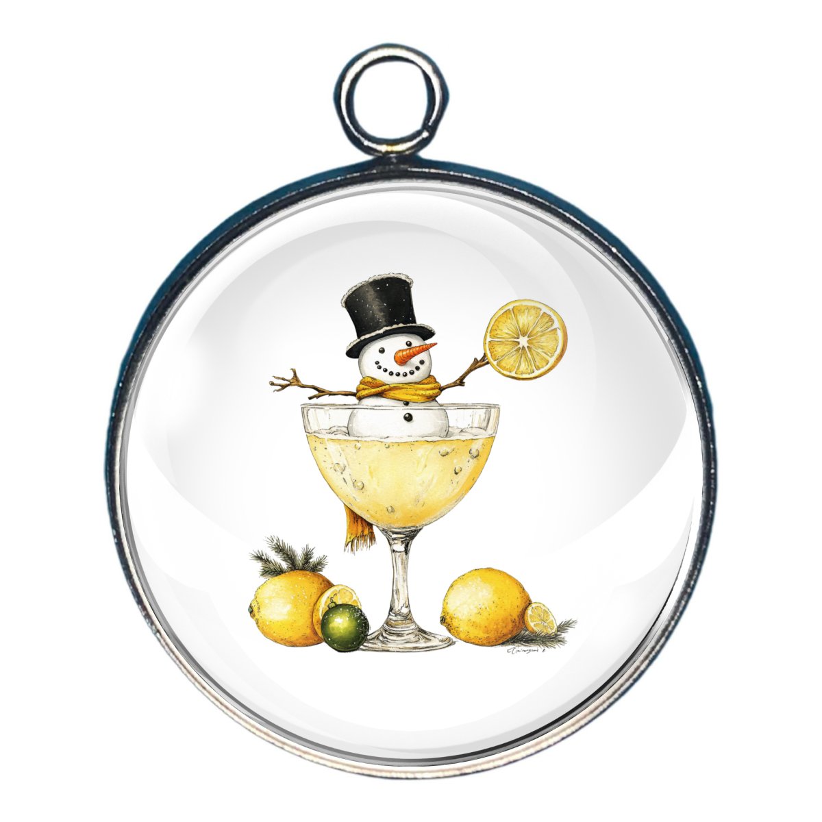 Snowman Drinkin' Glass Cabochon Charms