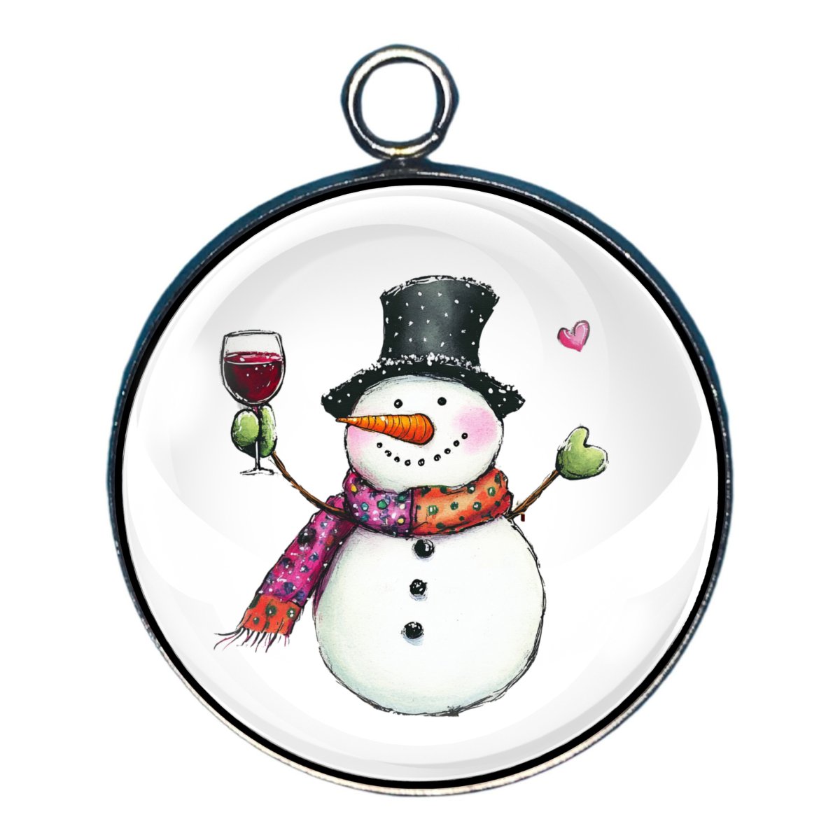 Snowman Drinkin' Glass Cabochon Charms