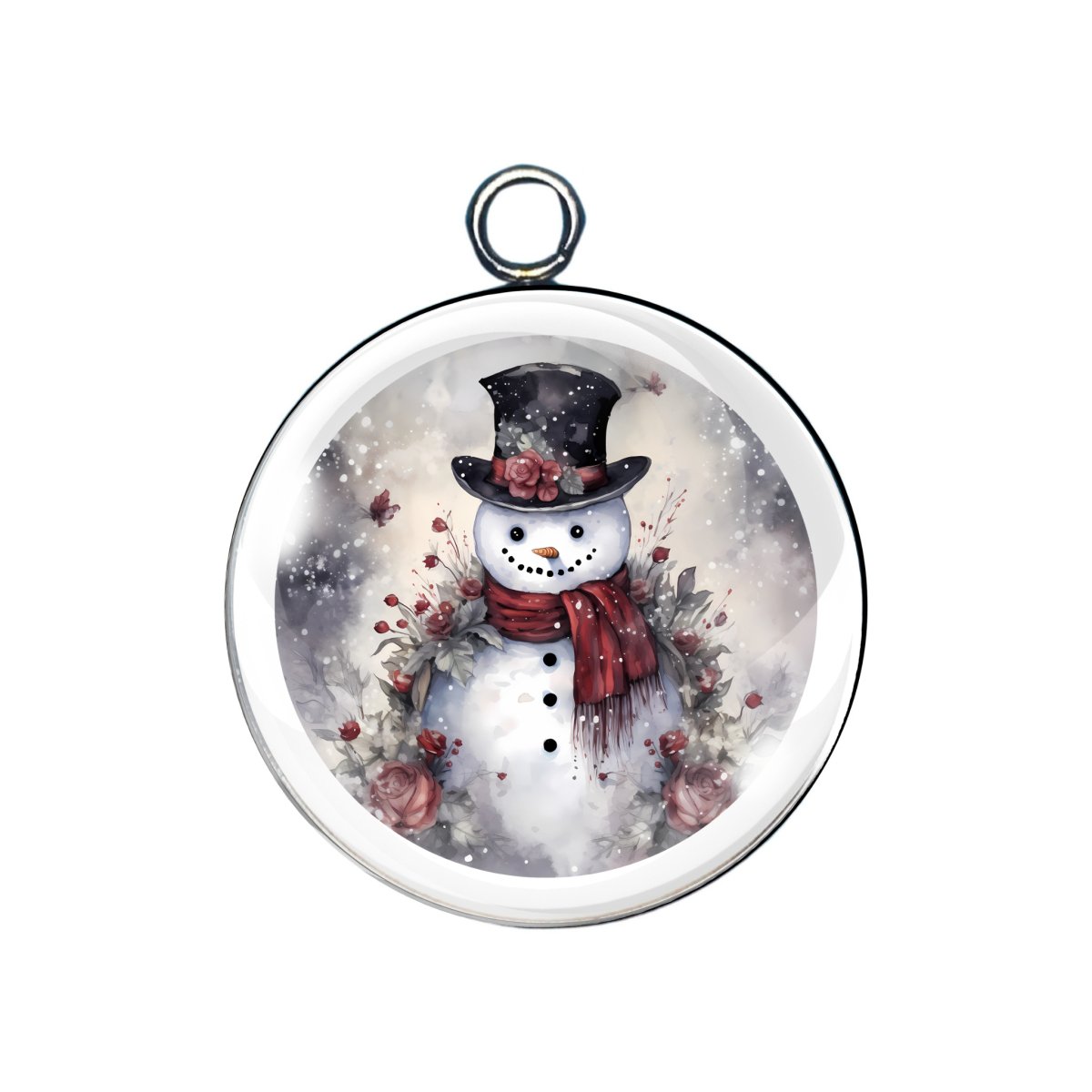 snowmen glass cabochon charm