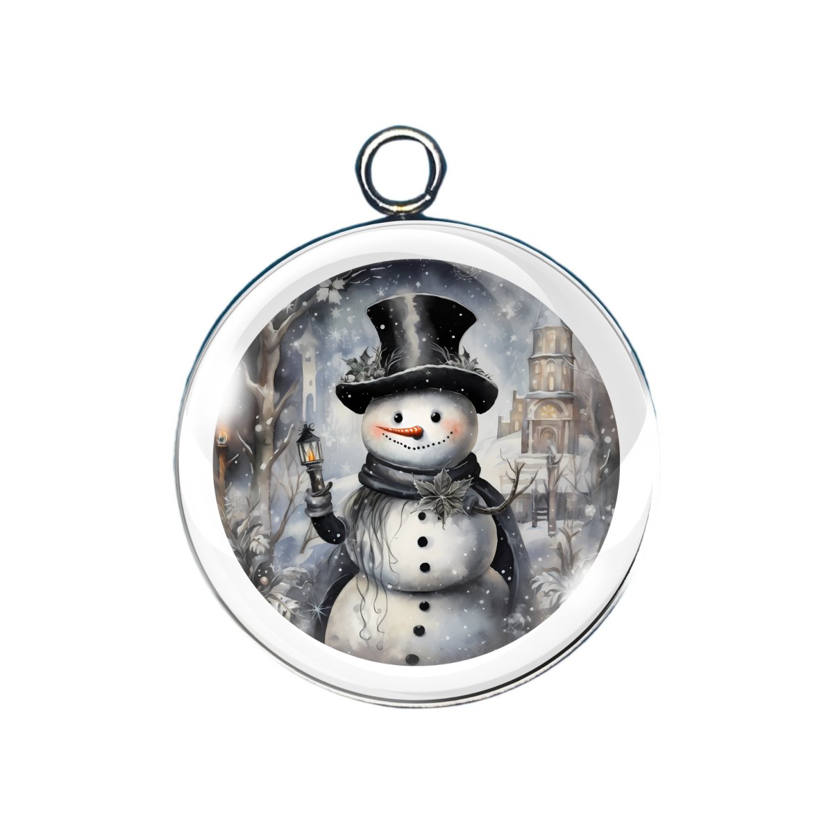 snowmen glass cabochon charm