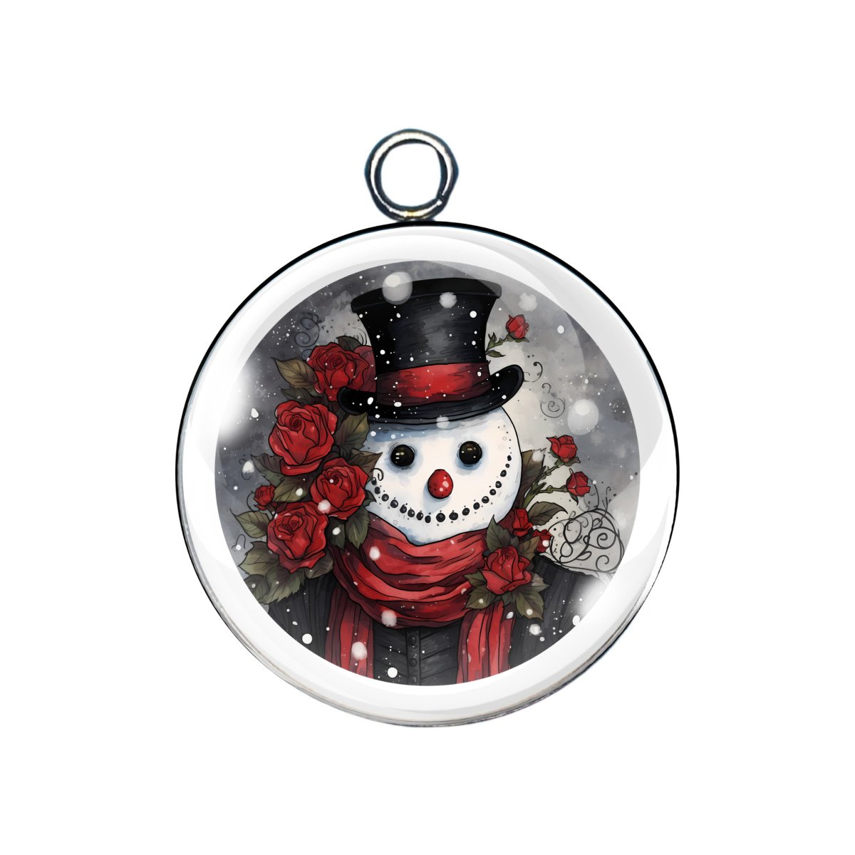 snowmen glass cabochon charm