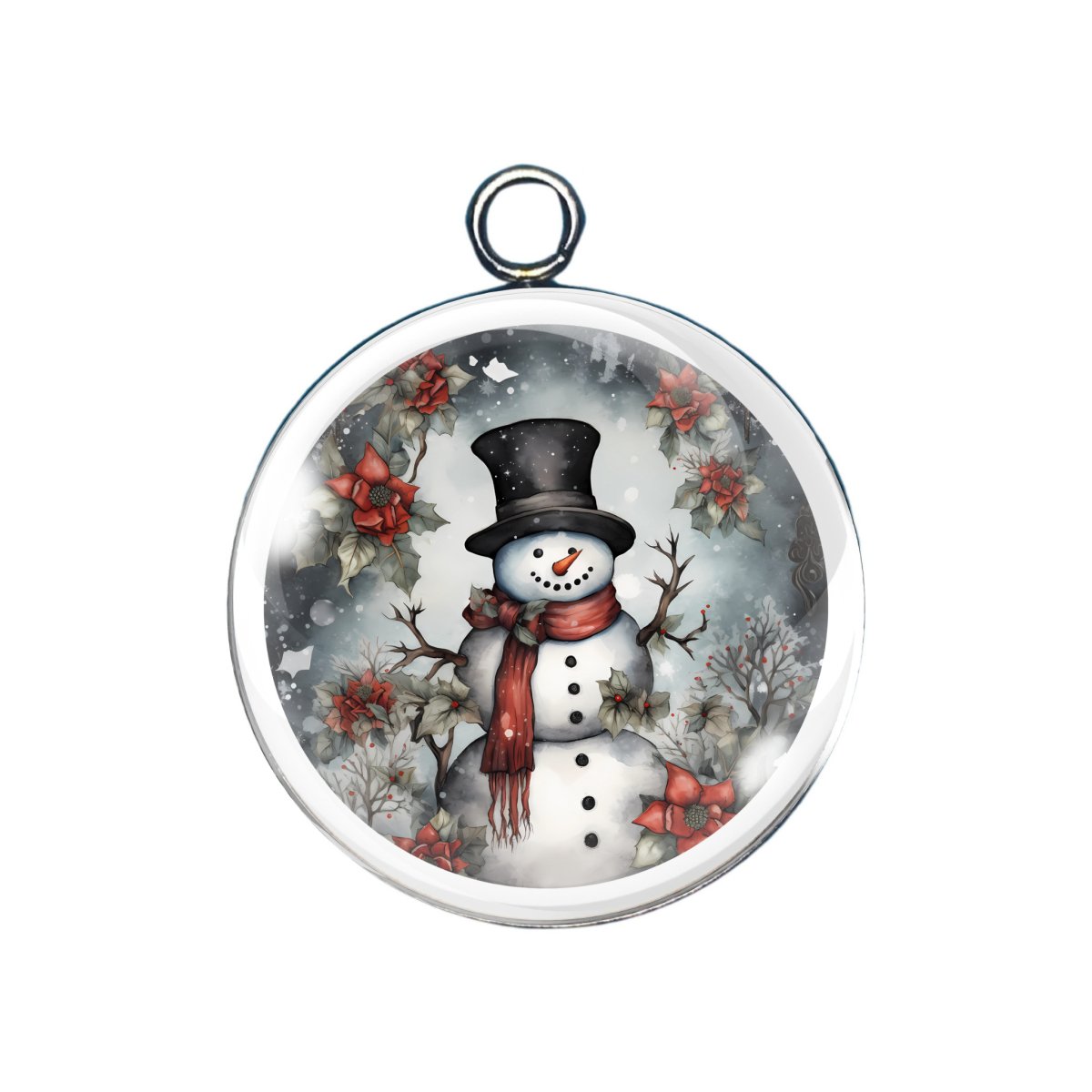 snowmen glass cabochon charm