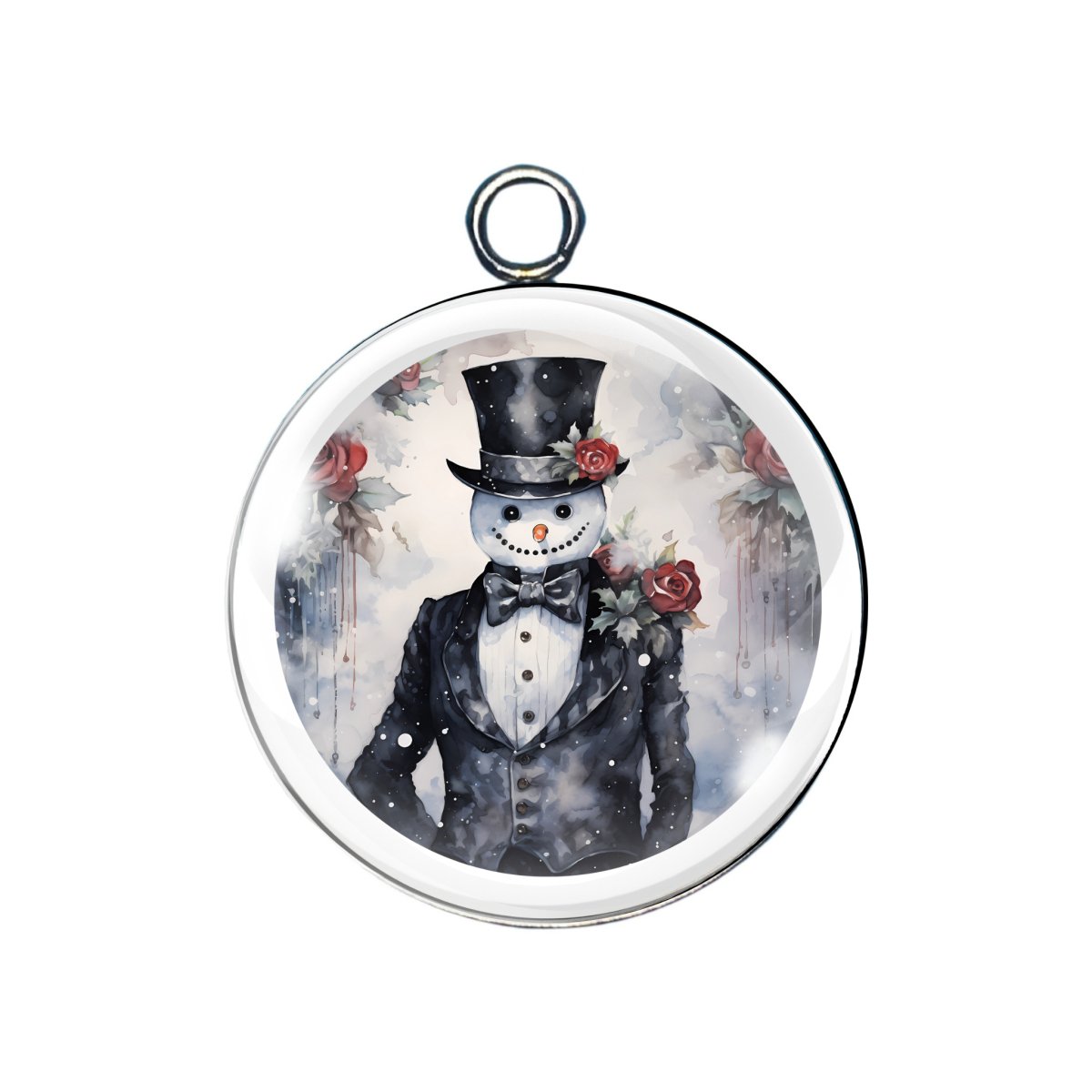 snowmen glass cabochon charm