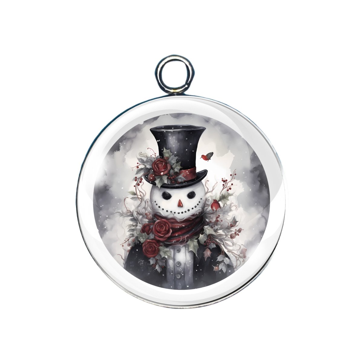 snowmen glass cabochon charm