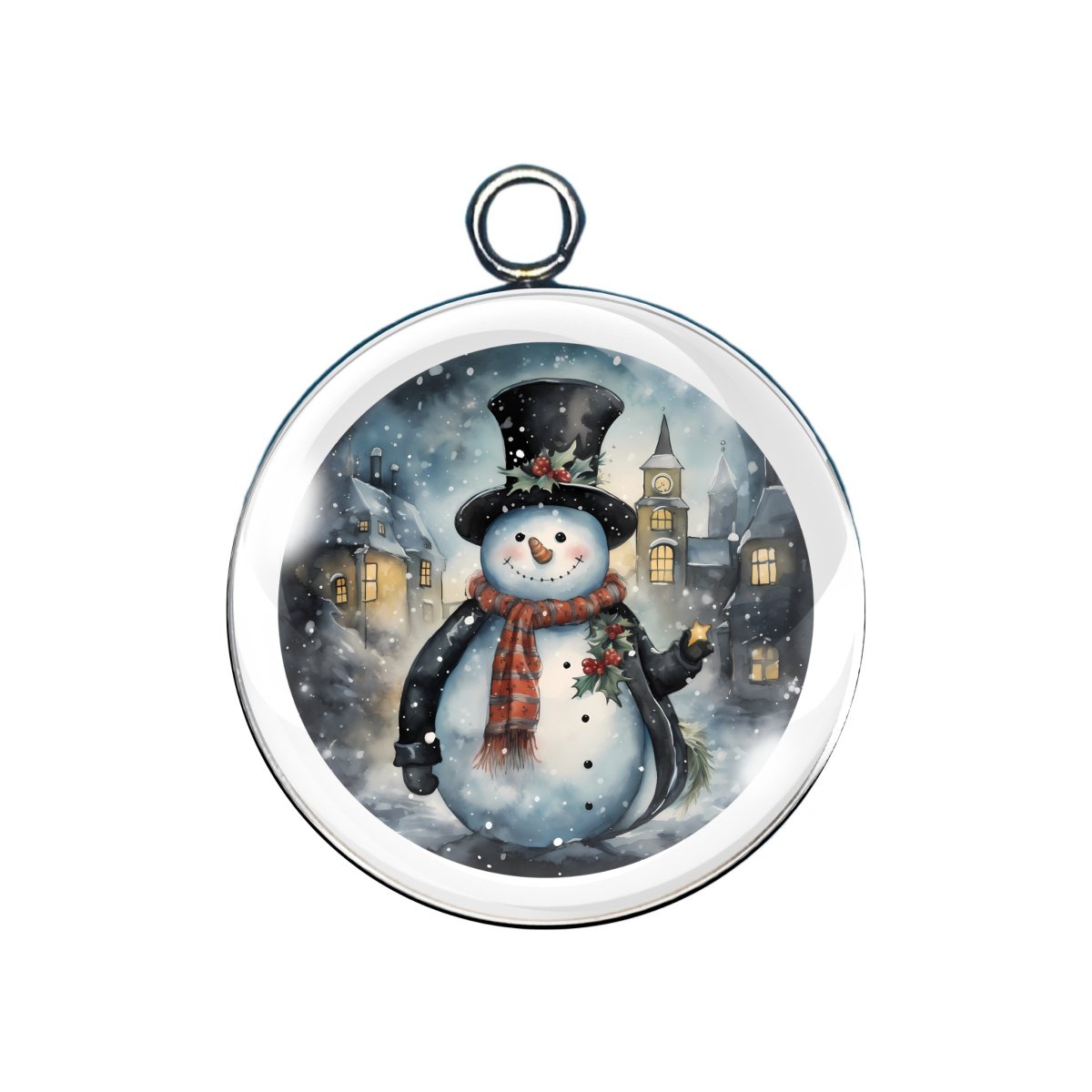 snowmen glass cabochon charm