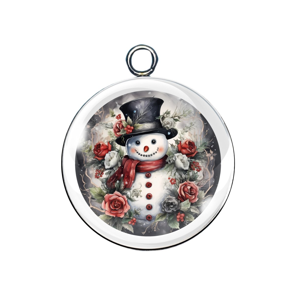 Snowman Glass Cabochon Charms, Goth Snowmen Charms