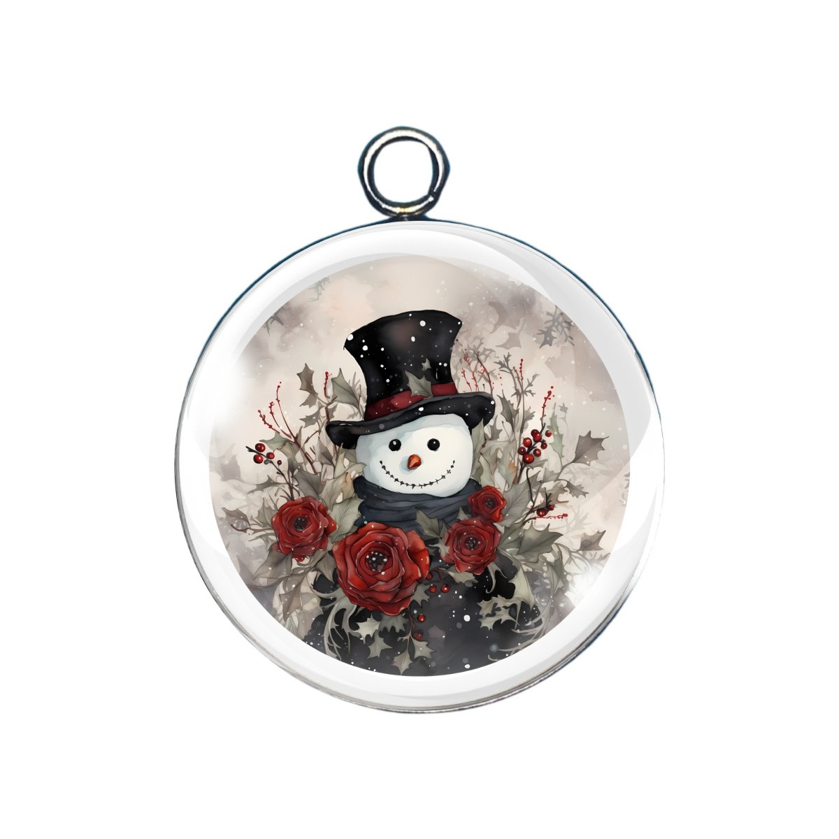 Snowman Glass Cabochon Charms, Goth Snowmen Charms