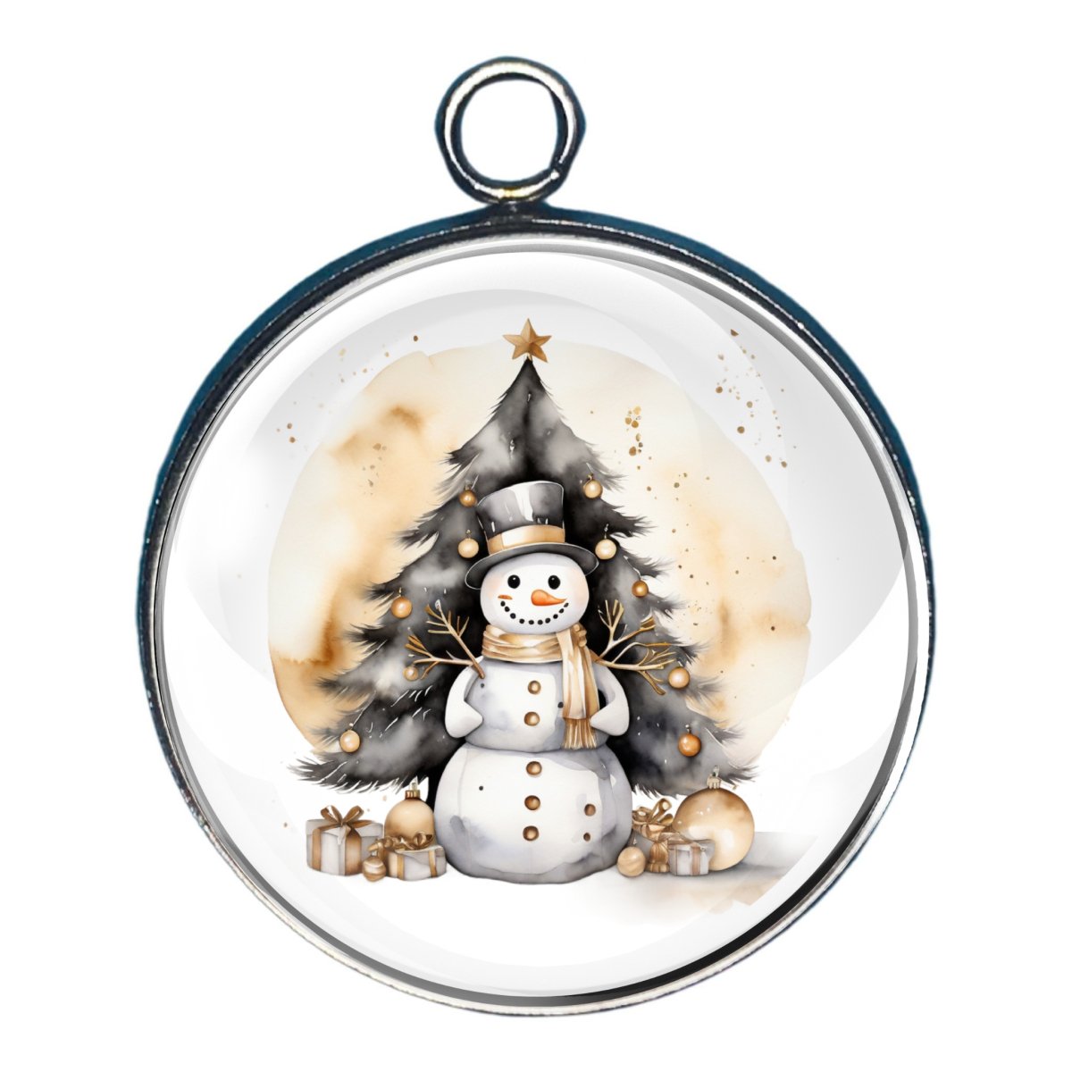 Charm of a snowman with a christmas tree 