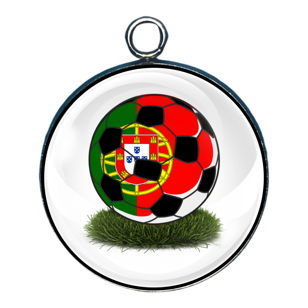 Portugal soccer ball flag charm featuring the green and red national flag.