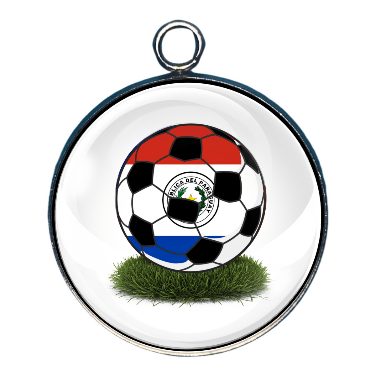 Paraguay Soccer ball Flag Charm in the national flag colors of Red, White and Blue