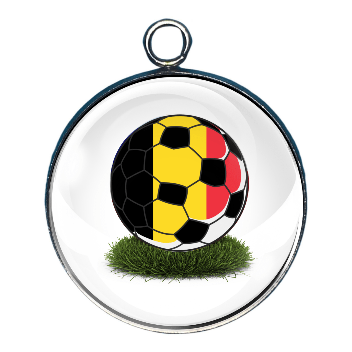 Belgium Soccer ball Flag Charm in the nations flag colors of Black, Yellow, Red