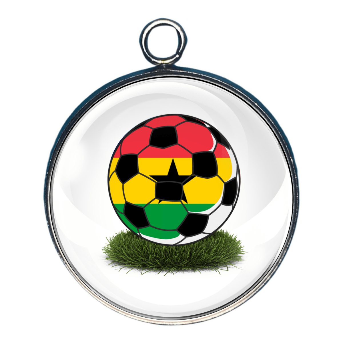 Ghana Soccer Ball Flag Charm in the national flag colors of Red ,Yellow and Green with the Black Star Icon
