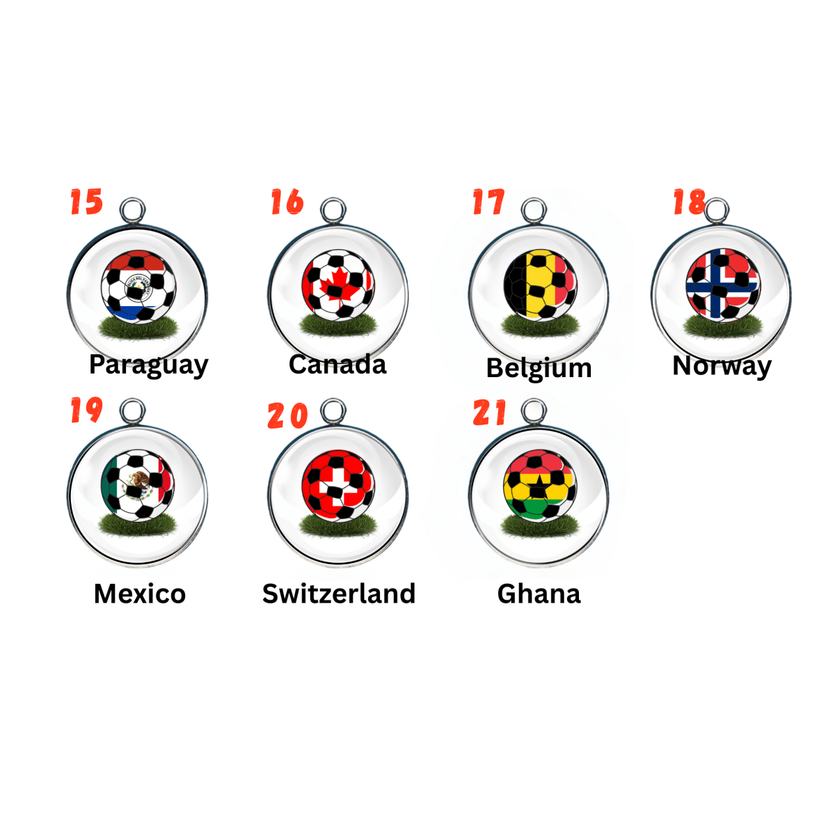 Soccer Ball Country Flag Charms | Football Team Charms | World Cup Soccer