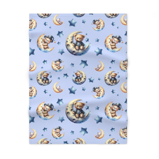 Soft Fleece Baby Blanket-Cute Bears on Crescent Moons