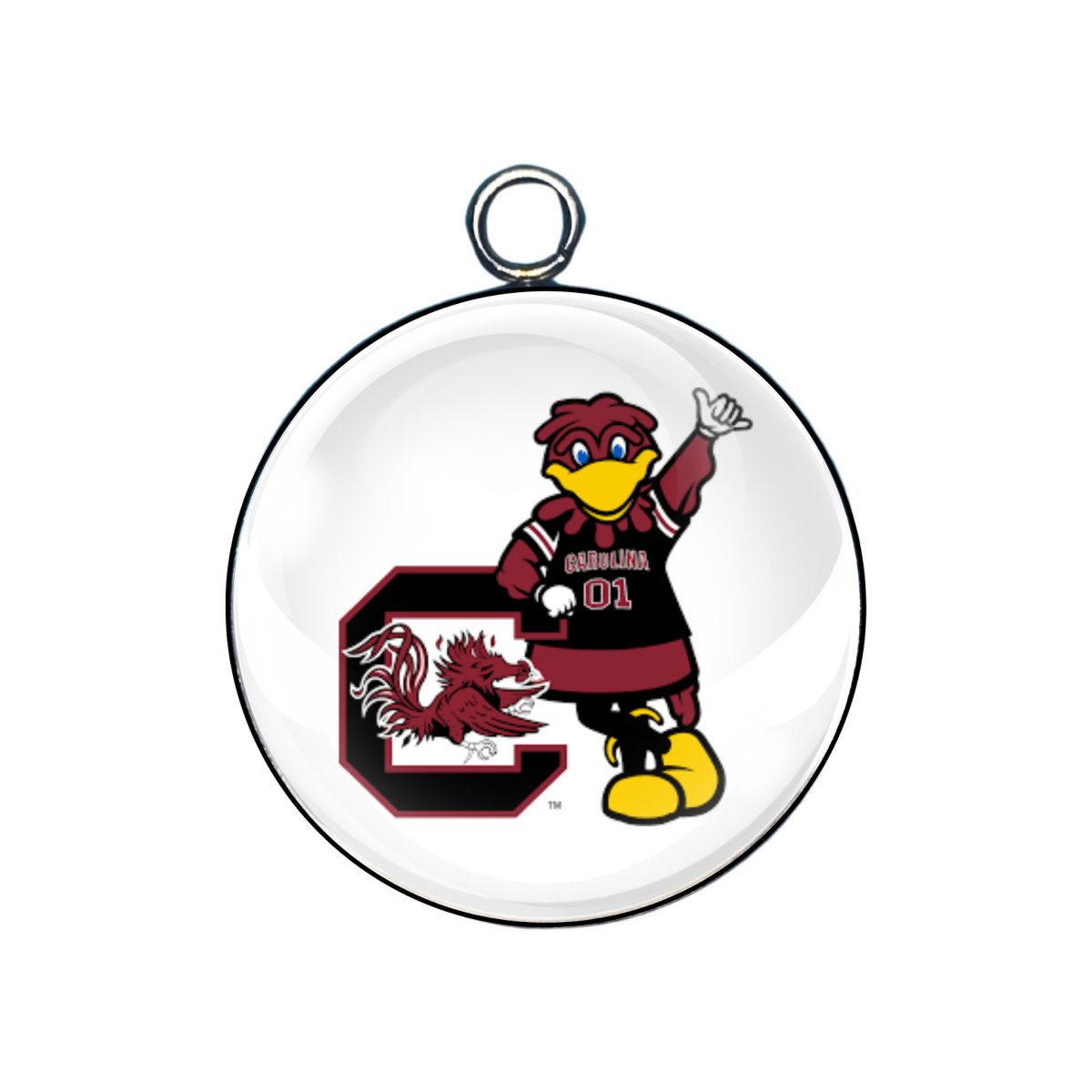 gamecocks glass cabochon charm