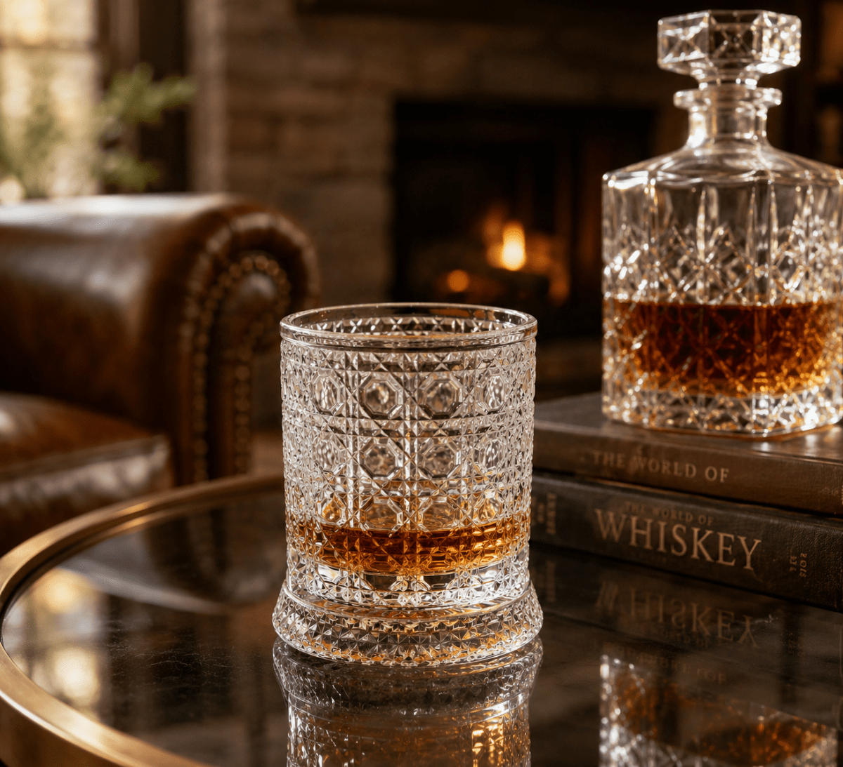Spinning Whiskey Glass Rotating Crystal Bourbon Scotch Tumbler 10-12 oz Gift