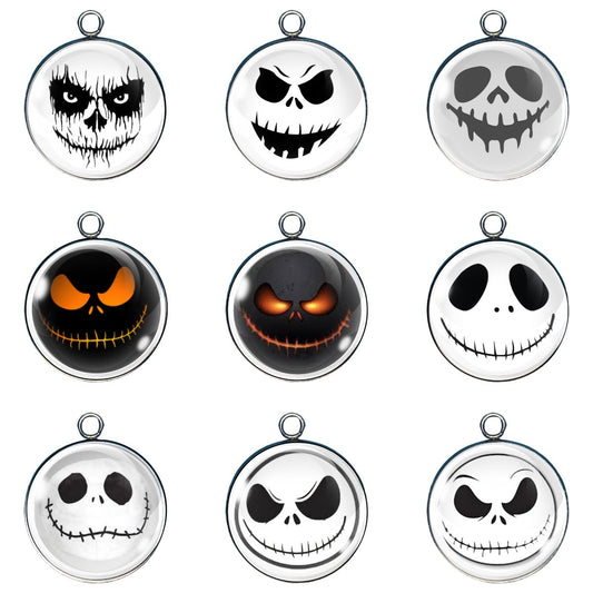 9 Spooky face glass cabochon charms