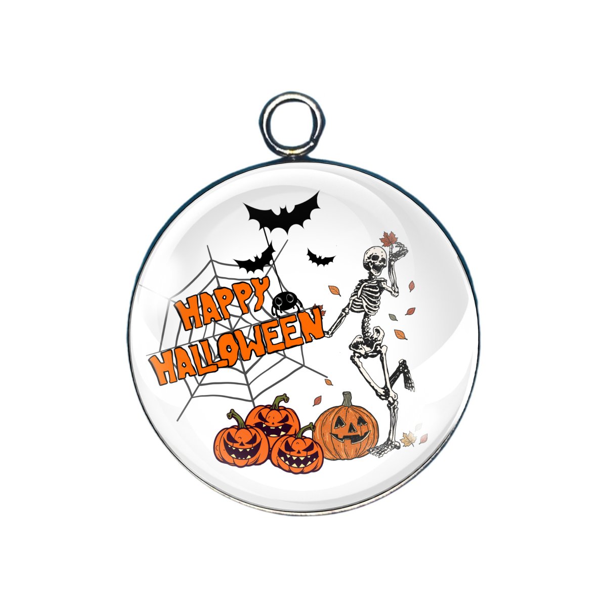 spooky skeleton halloween glass cabochon charm