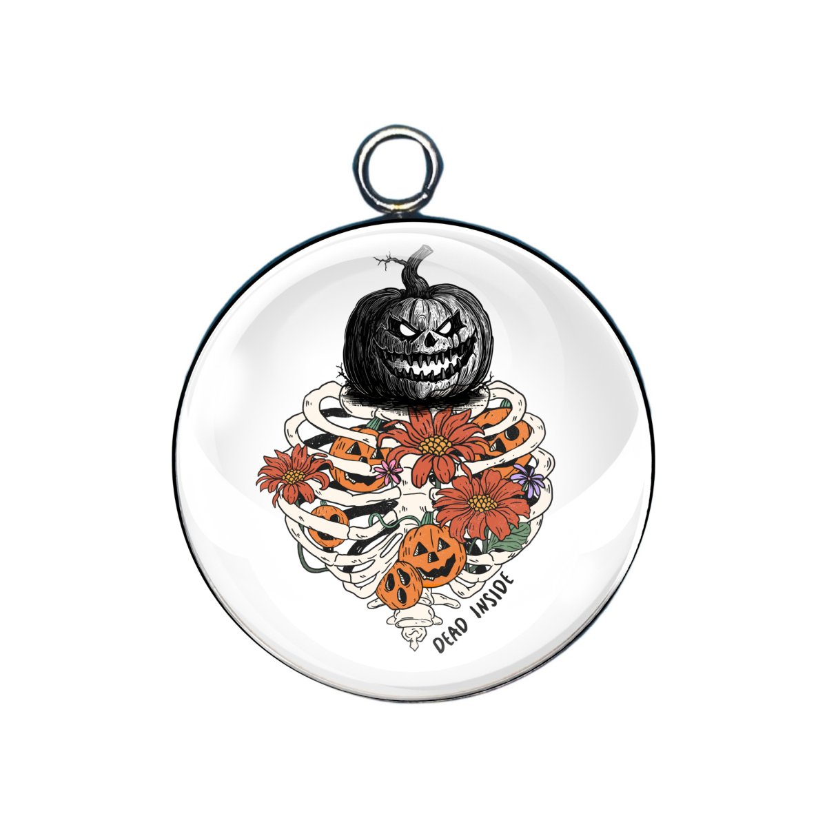 spooky skeleton halloween glass cabochon charm