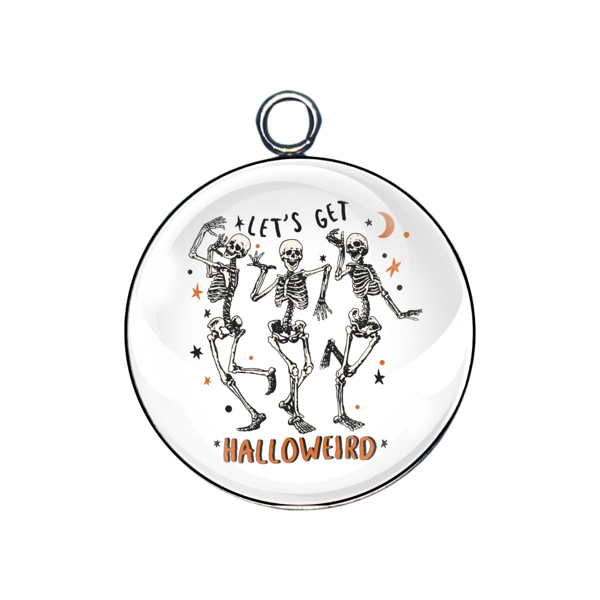 spooky skeleton halloween glass cabochon charm