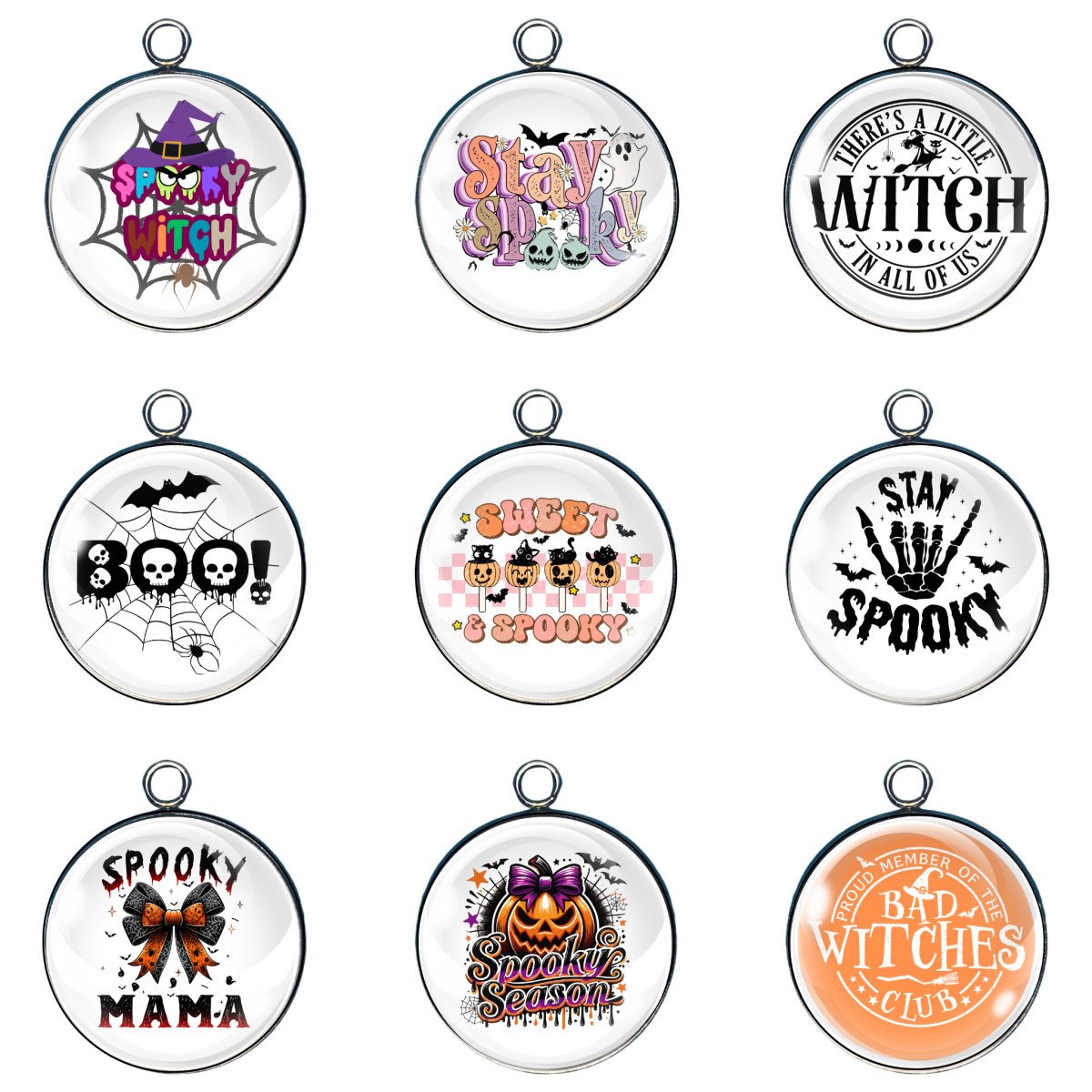 9 spooky witch glass cabochon charms