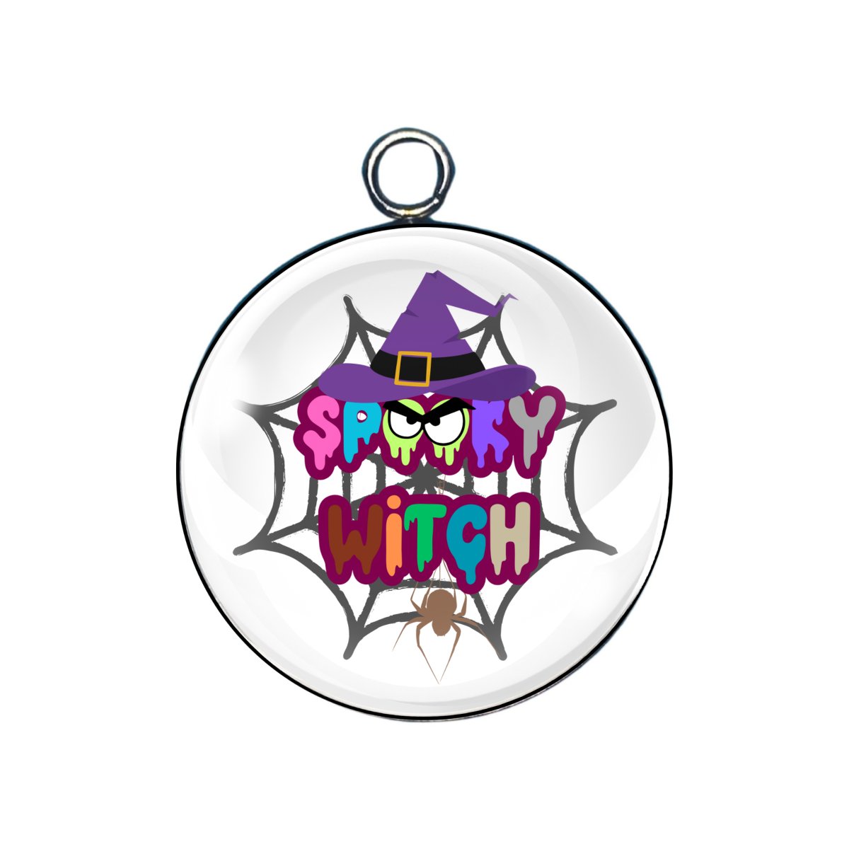 spooky witch glass cabochon charm