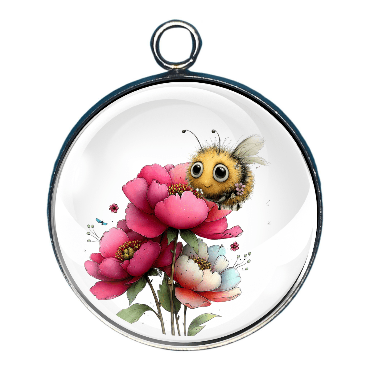 Charm of a cute spring bee on some flowers.