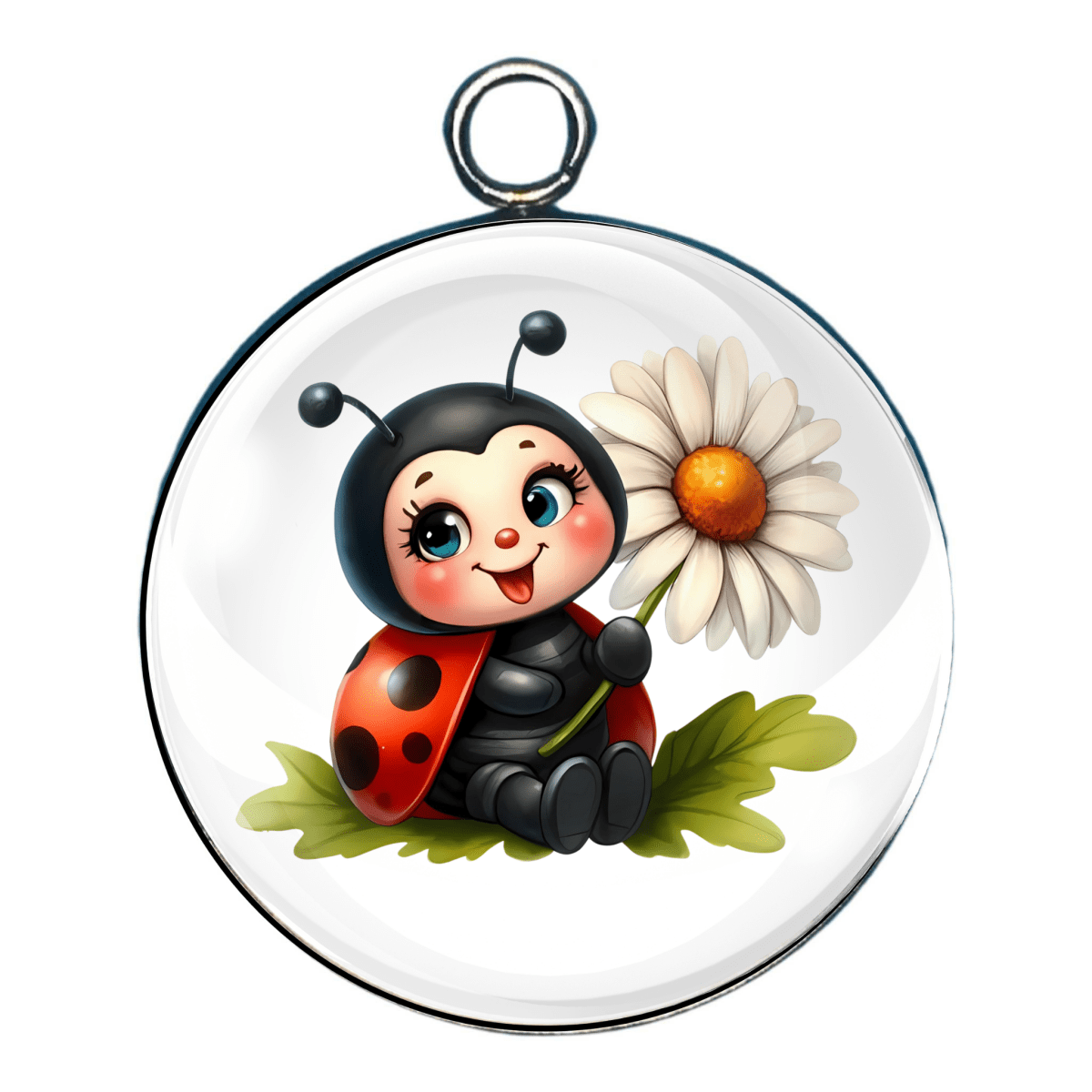 Spring LadyBug Glass Cabochon Charms