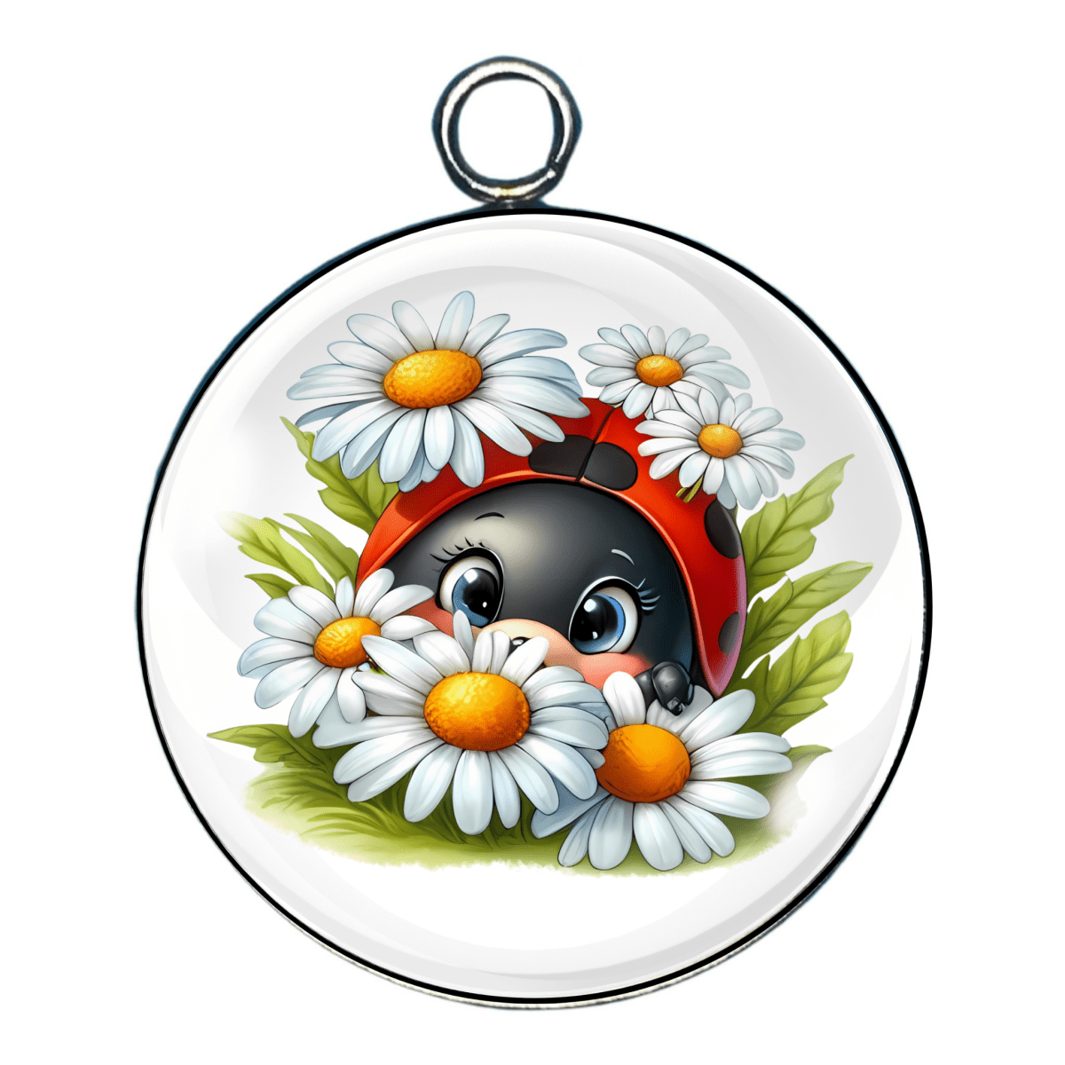 Spring LadyBug Glass Cabochon Charms