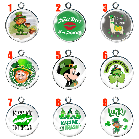 9 st Patricks day glass cabochon charms