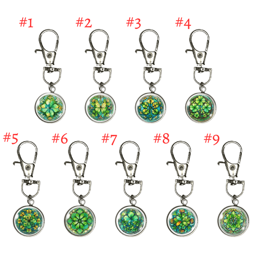 9 stained glass clover zipper pulls