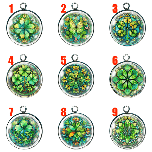 Stained Glass Clovers Glass Cabochon Charms