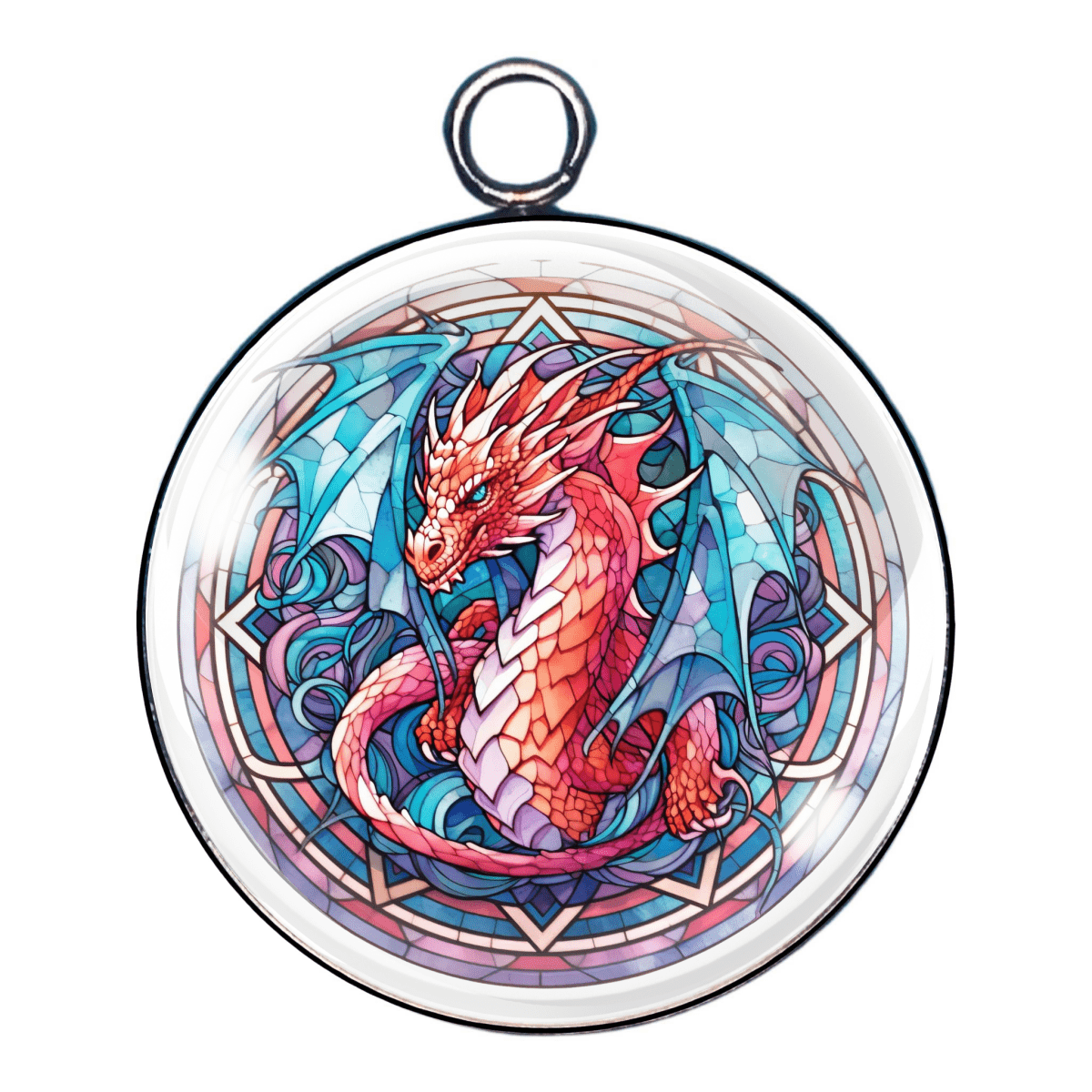 Stained Glass Dragon Glass Cabochon Charms