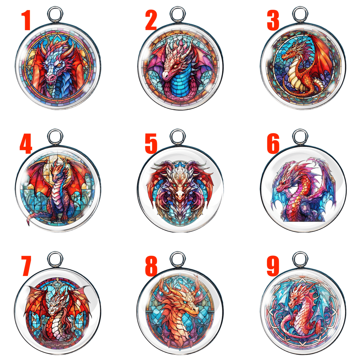 Stained Glass Dragon Glass Cabochon Charms