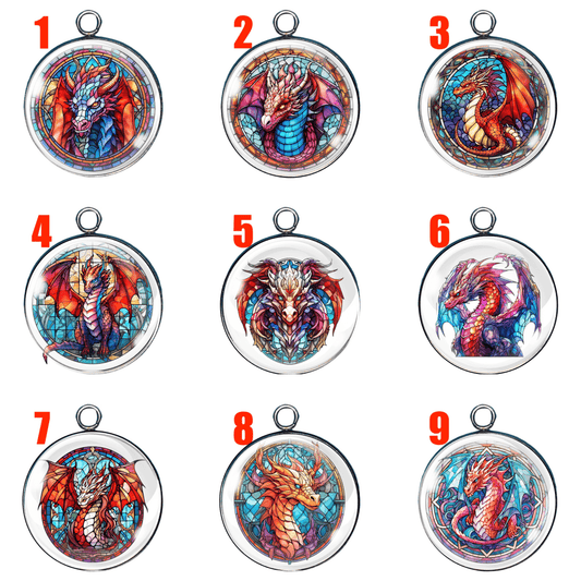 Stained Glass Dragon Glass Cabochon Charms