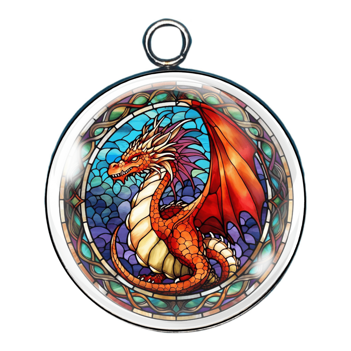 Stained Glass Dragon Glass Cabochon Charms