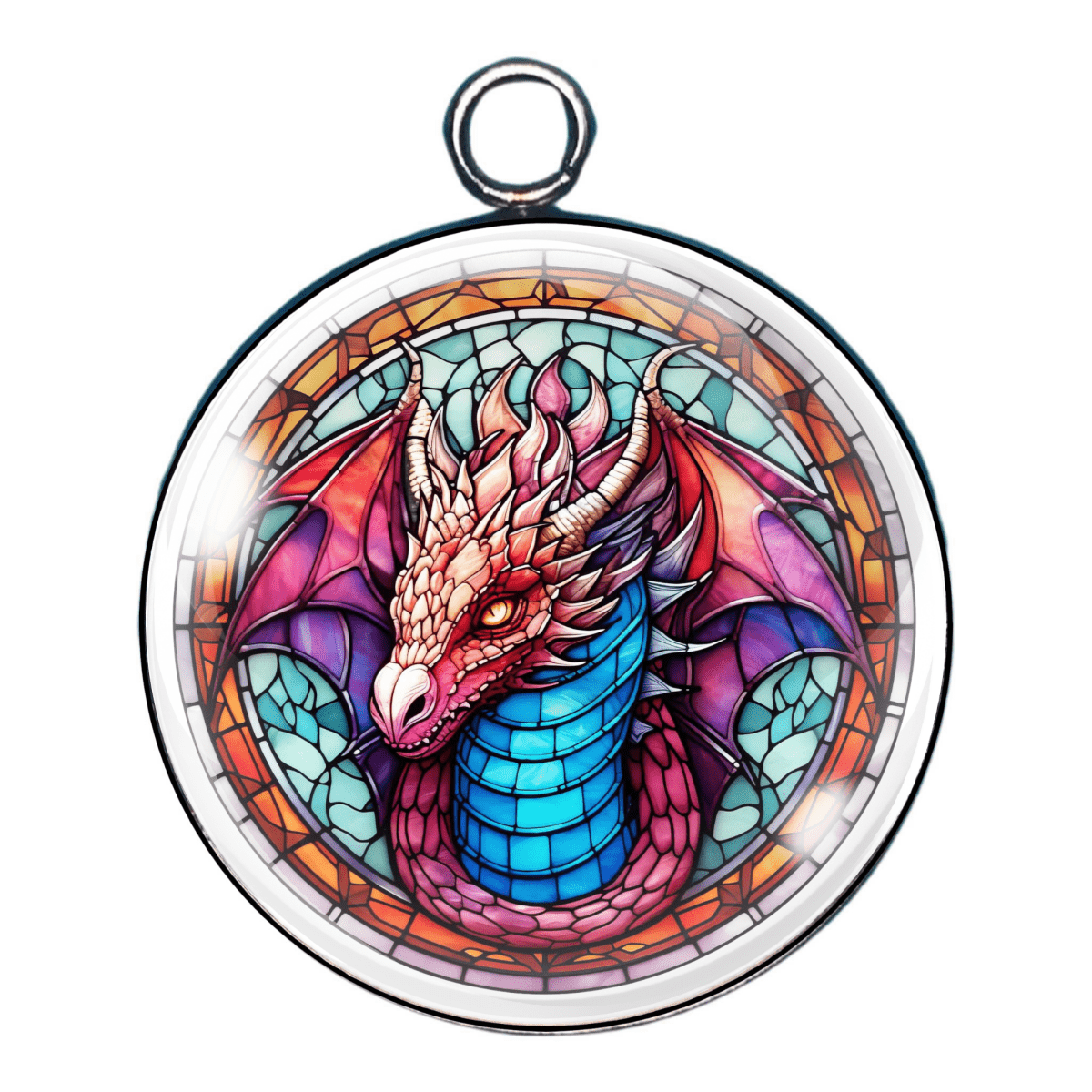 Stained Glass Dragon Glass Cabochon Charms