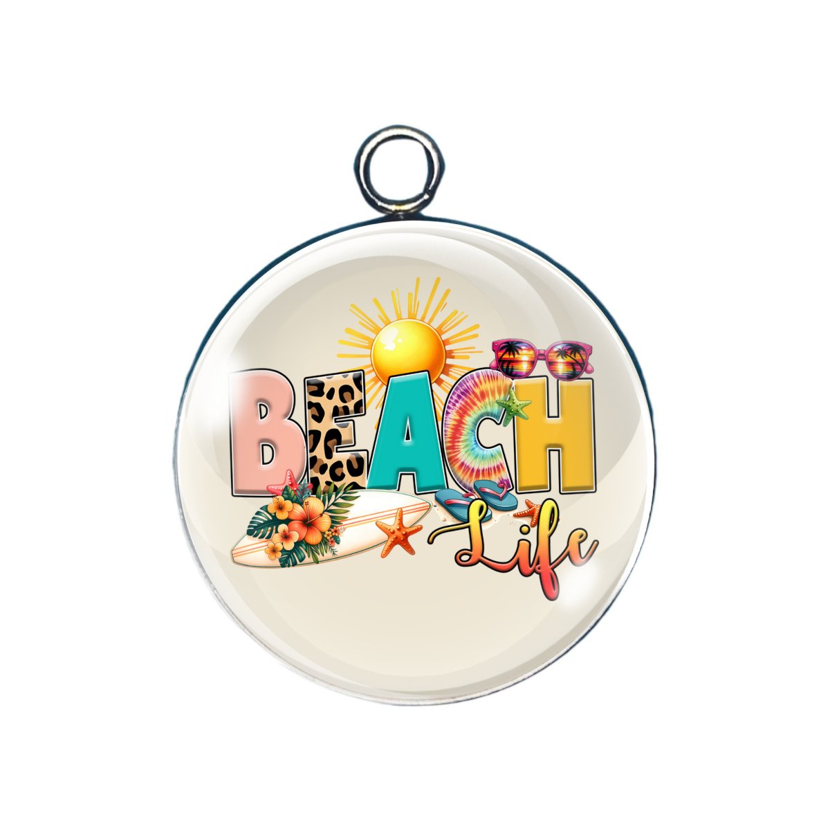 summer fun glass cabochon charm