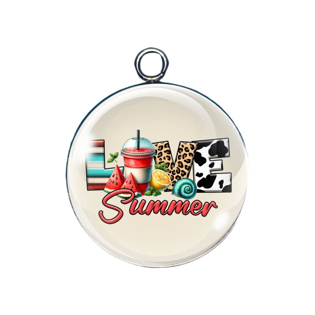 summer fun glass cabochon charm