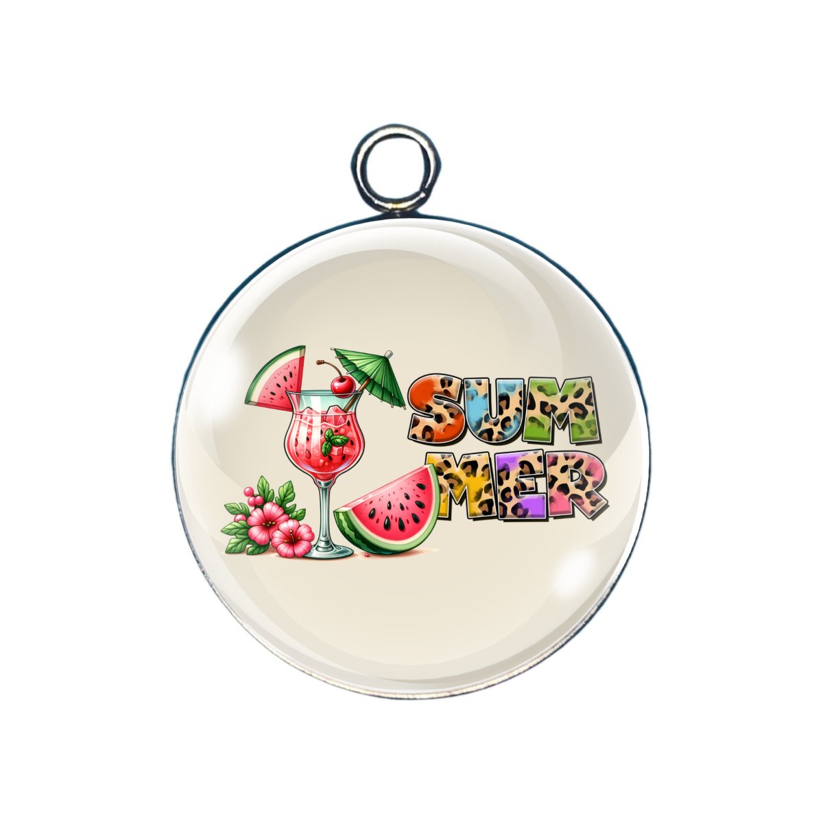 summer fun glass cabochon charm