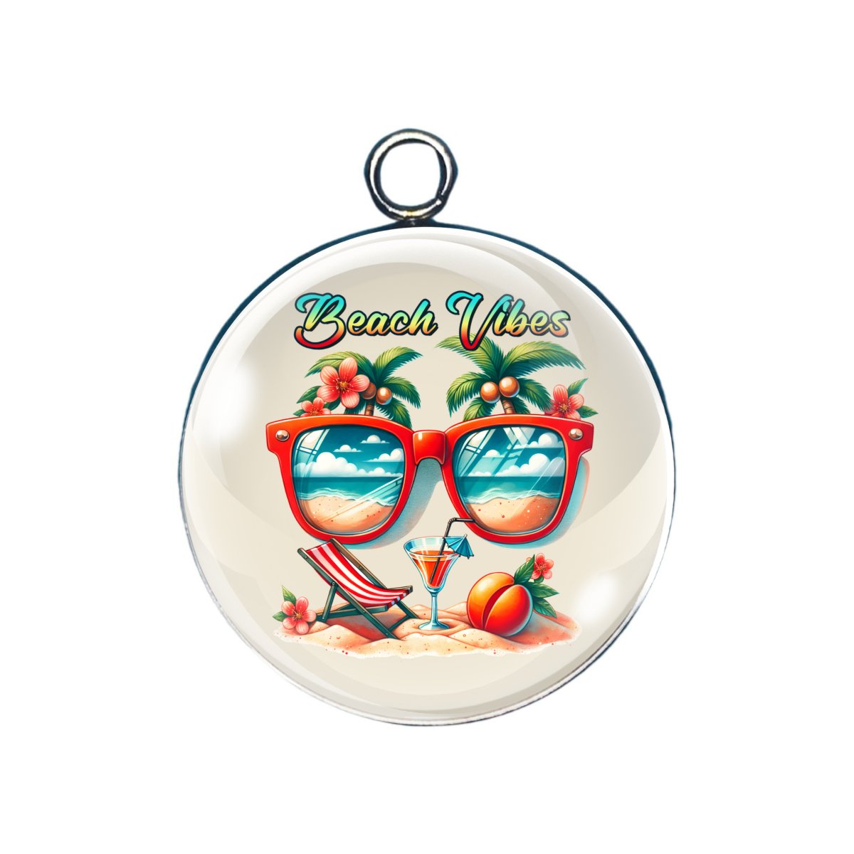 summer fun glass cabochon charm