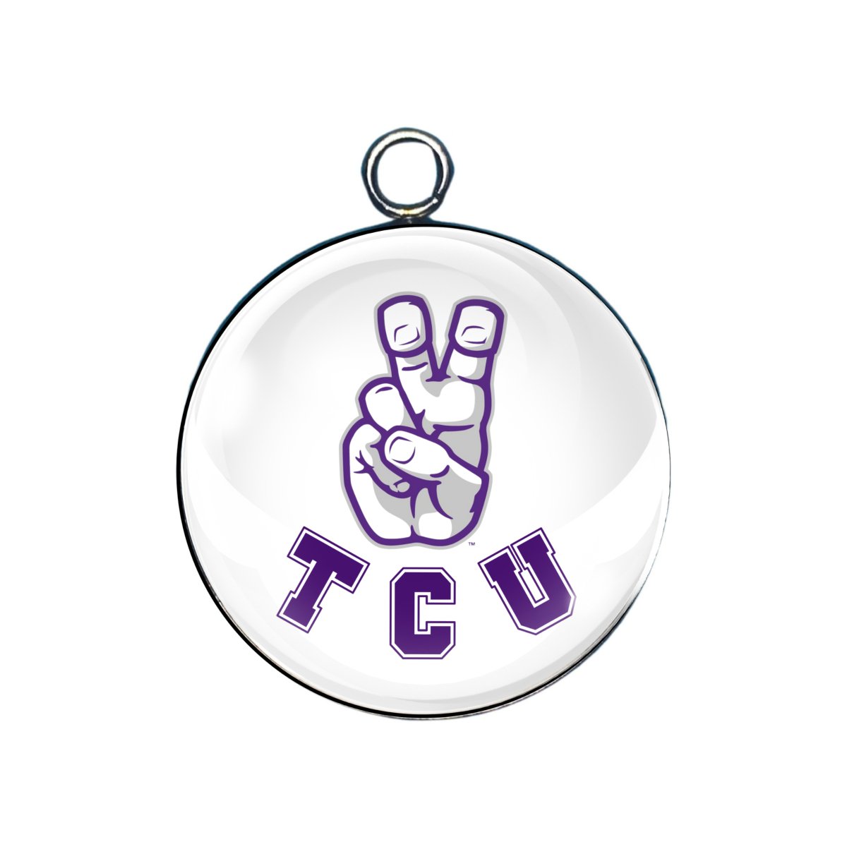 TCU Glass cabochon charm