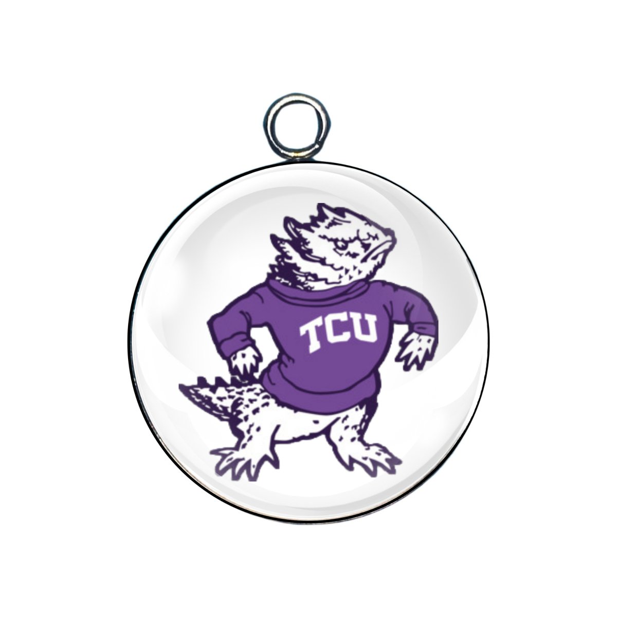 TCU Glass cabochon charm