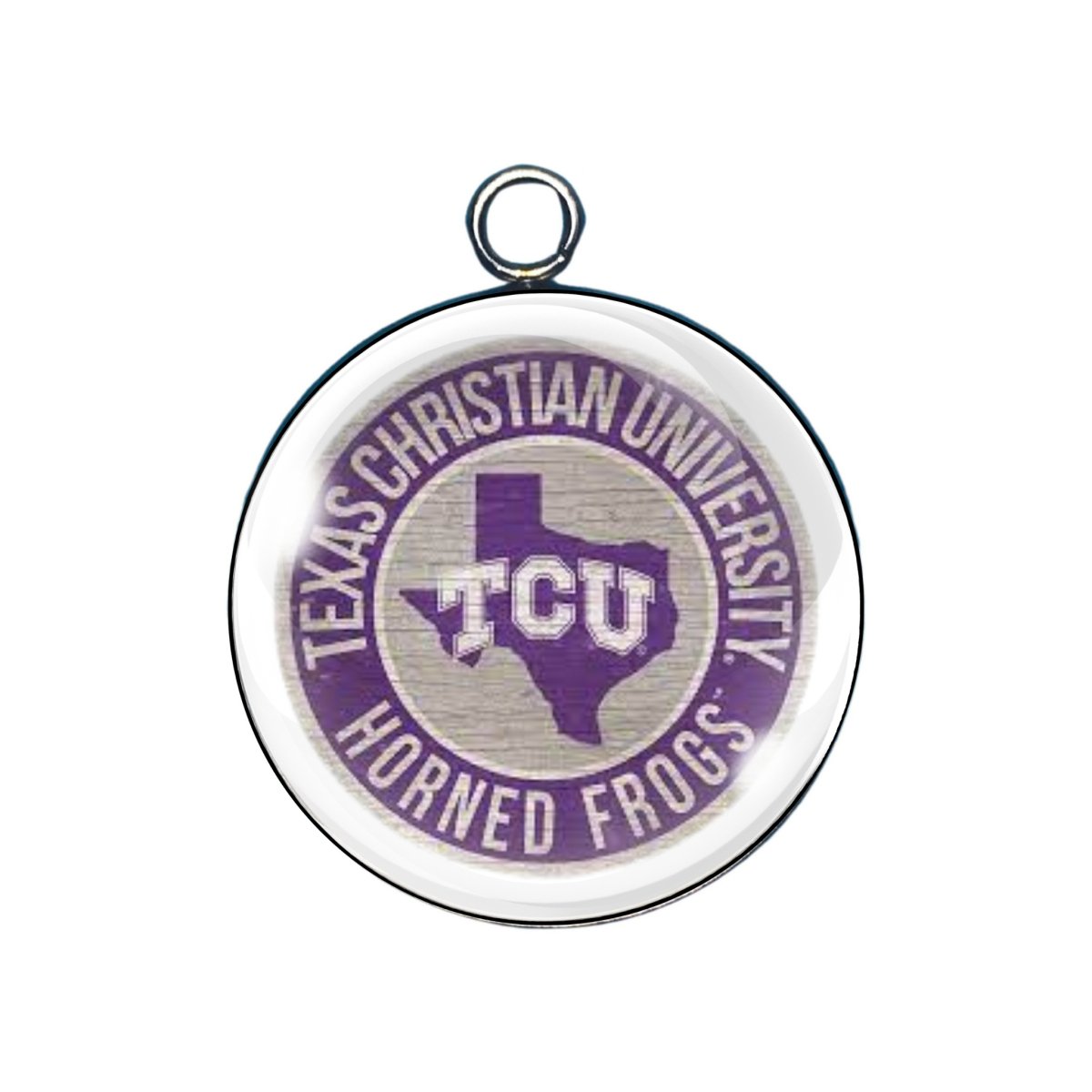 TCU Glass cabochon charm