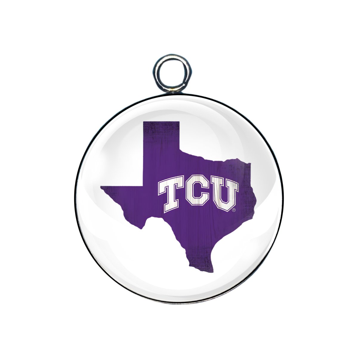 TCU Glass cabochon charm